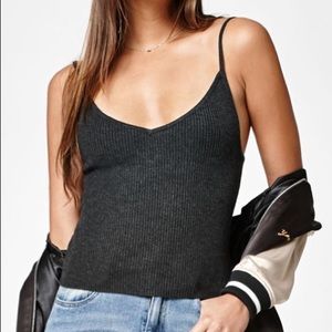 Kendall & Kylie Grey Ribbed Crop Top Tank Small